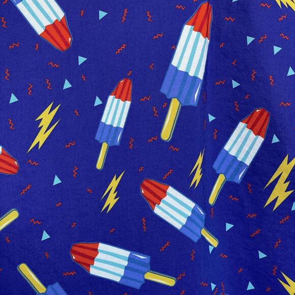 Tipsy Elves Shirt Mens Large Blue Bomb Pop Popsicle Lightning Novelty Button Up - Picture 3 of 11